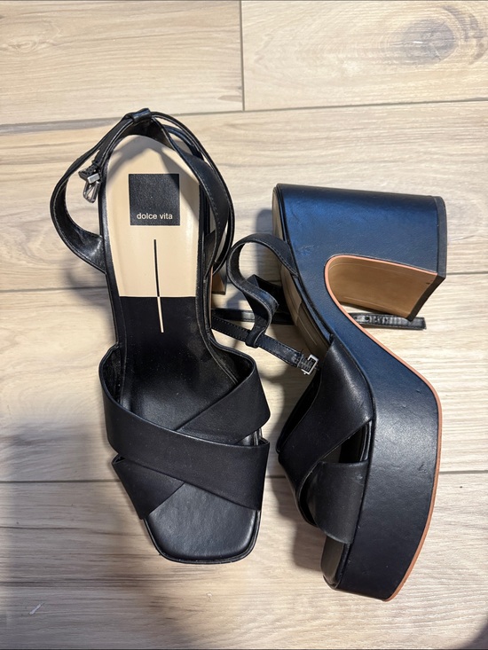 Dolce Vita Shoes - Dolce Vita Black Leather Platform Sandals with Ankle Strap